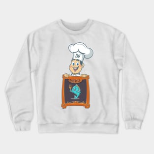 chef holding menu board Crewneck Sweatshirt